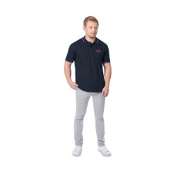 Unique features include 100% combed cotton fabric ensuring that this golfer is ultra-comfortable, a knitted collar with three colour contrasting detail, ribbed cuffs with contrasting stripe detail. Locally manufactured. Regular fit. 180Gsm, 100% combed cotton.