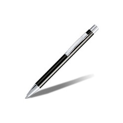 Metal pen barrel with metallic finish, Contrasting clip and tip, Contains black German-manufactured ink, Metal 