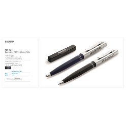 An elegant executive pen with stunning two tone design. Barrel is in colour with upper chrome plating. Includes black German ink and presentation box. Available in navy or black.? barrel brass? clip, tip & lid brass with polished chrome plating ? presentation box 14.8 ( l ) x 1.6 ( w ) x 2 ( h )