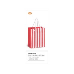 White craft paper without coating, White handles, Here?s a small sized gift bag that looks exceptionally cute. Featuring a red and white striped pattern, these paper bags are not only attractive, but also extremely durable and sturdy. The reasonably priced bags will make any gift look elegant and will certainly come handy during your next promotional event.