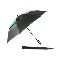 This Double Layer Fibreglass  Wind Proof Golf Umbrella  has the Dimensions: 103cm x 29cm x 19cm, Qty Per Carton: 24 Unit, Carton Weight: 21.5KG which is available in colours from black, green & black and red & black that can be customised in printing, heat transfer and sublimation