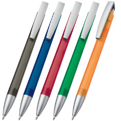 F/Plastic Ballpoint Pen with silver grip and tip