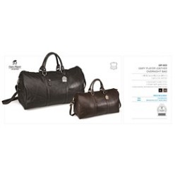 black with silver trims, brown with gold trims, genuine leather, cross pattern simulated leather / adjustable, removable shoulder strap / luggage tag / Gary Player Collection signature lining & embossed zip pullers