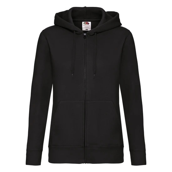 Ladies Zip Thru Hooded Sweat is available in sizes M, L, XL, 2XL and comes in white, black, bottle green, red, burgundy, orange, royal blue, heather grey, deep navy, light graphite, new sky blue, azuer blue, royal blue, red colours