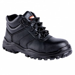 Buffalo Leather, Steel toe cap designed to withstand an impact load of 200 joules / Buffalo leather for durability / Oil and acid resistant sole with anti -slip and anti-static properties / Shank reinforcement for support and stability / PU/PU sole for comfort, shock absorption and durability / EVA innersole for comfort and shock absortion