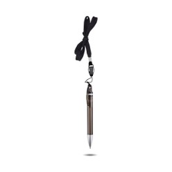 Twist pen on a basic lanyard with easy-release clip, Plastic