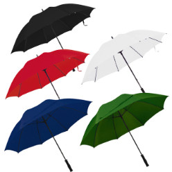 Large 190T polyester Umbrella with soft grip. plastic top and storm safe feature