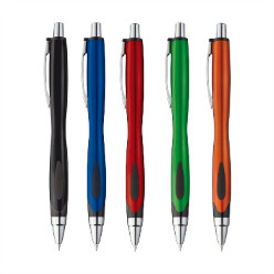 S/Plastic ballpoint pen with a comfortable grip zone.