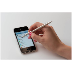 T/A Metal Ballpoint Pen in an elegant slim design with a practical touch pad for smart phones and tablets.